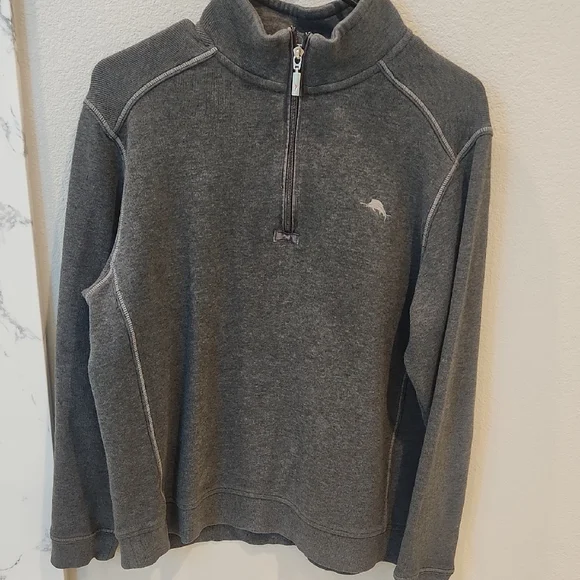 Tommy Bahama Charcoal Zip-Up Sweater - Picture 1 of 6